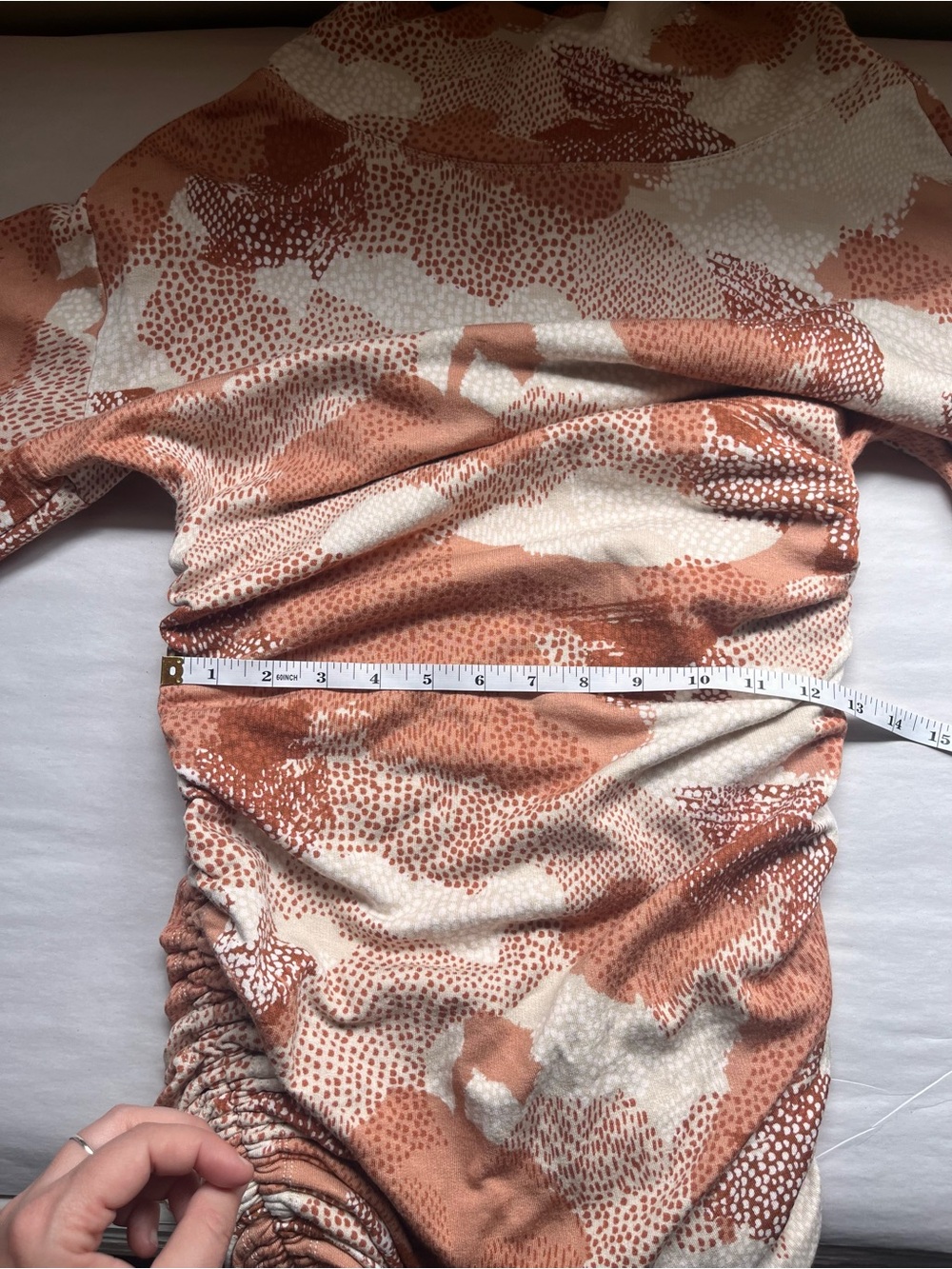 Anthropologie Daily Practice Cowl Neck Ruched Long-Sleeve Dress Abstract Medium - Picture 7 of 9